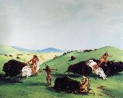 George Catlin Buffalo Chase on the Upper Missouri Spain oil painting reproduction